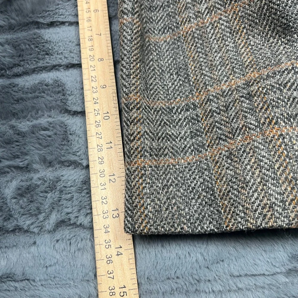 John Weitz Vintage Mens Wool Herringbone Plaid Blazer Brown Orange 2-Button Coat